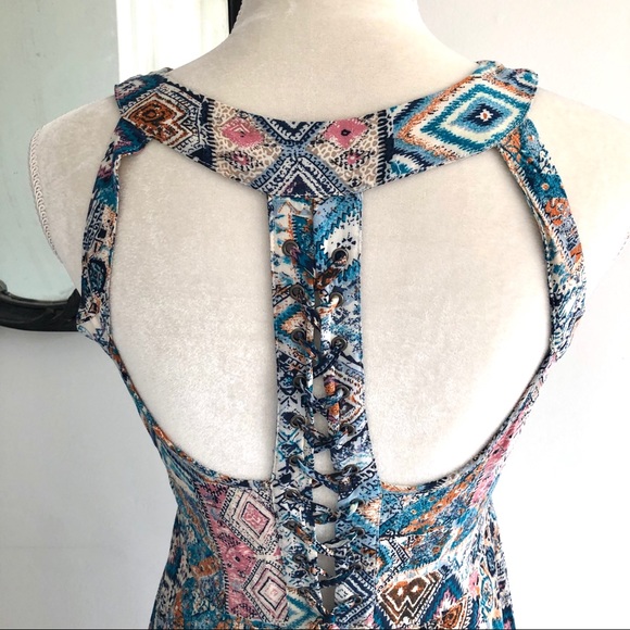Solitaire Tribal Print Racerback Maxi Dress. - Picture 5 of 7
